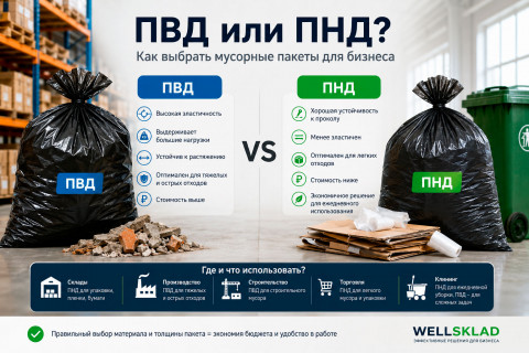 Мусорные пакеты ПВД и ПНД: отличия, преимущества и что выбрать для бизнеса